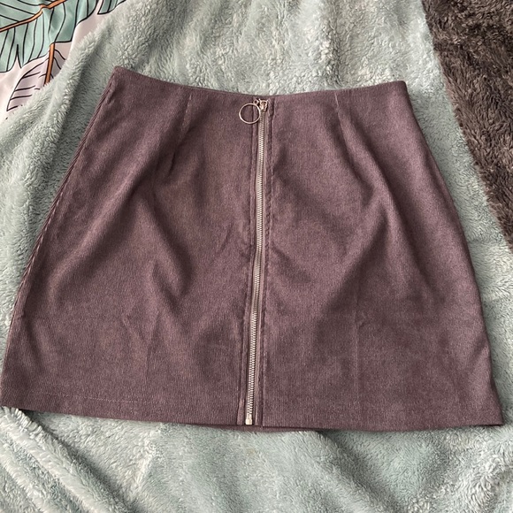 Mocha brown front zip skirt - Picture 1 of 3